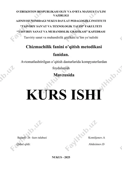 avtomatlashtirilgan o'qitish dasturlarida kompyuterlardan foydalanish — DOCX