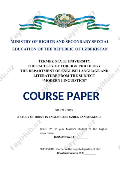 course paper "study of irony in english and uzbek languages" — DOCX