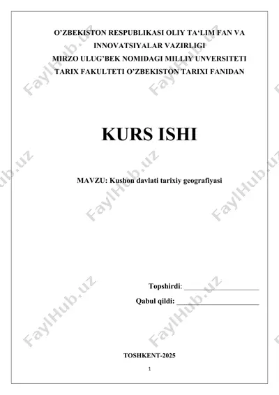 kushon davlati tarixiy geografiyasi — DOCX