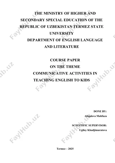 course paper on communicative activities in teaching english to kids — DOCX