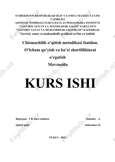 chizmachilik o‘qitish metodikasi — DOC