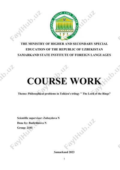 tolkien's trilogy "the lord of the rings” course work — DOCX