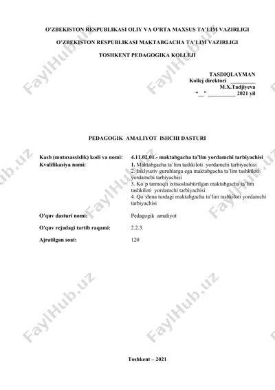 pedagogik amaliyot ishchi dasturi — DOC
