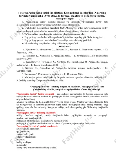 pedagogika tarixi — DOC