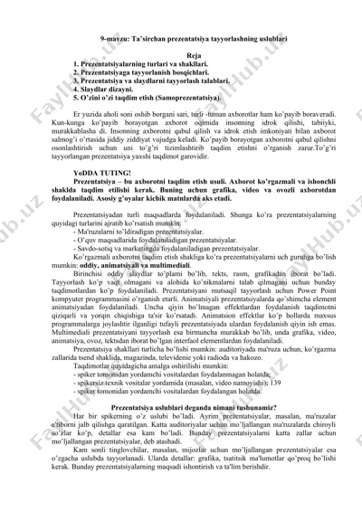 ta’sirchan prezеntatsiya tayyorlashning uslublari — DOC
