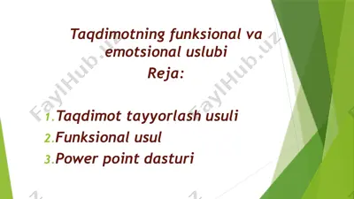 taqdimotning funksional va emotsional uslubi — PPTX