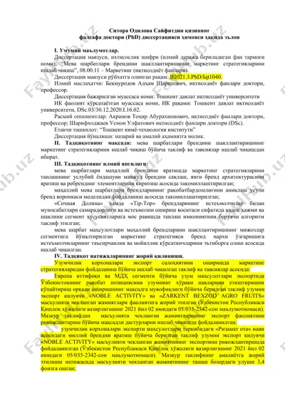 мева шарбатлари брендини шакллантиришнинг маркетинг стратегиялари — DOC