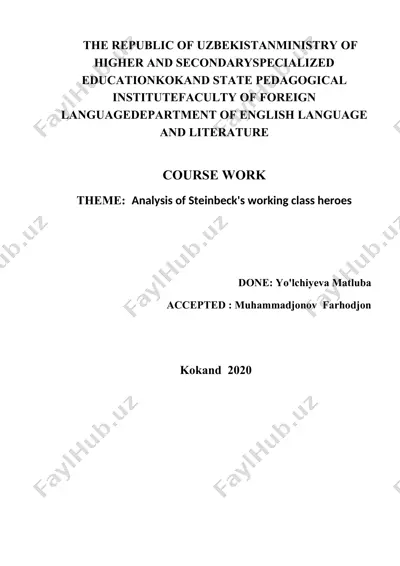 analysis of steinbeck's working class heroes — DOC