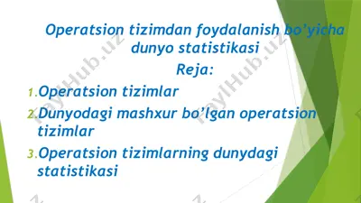 operatsion tizimdan foydalanish bo’yicha dunyo statistikasi — PPTX