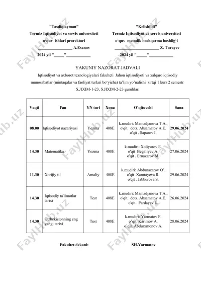 tasdiqlash hujjati — DOC
