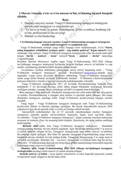 ta'limning huquqiy meyoriy asoslari — DOC