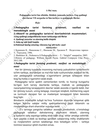 pedagogika tarixi — DOC