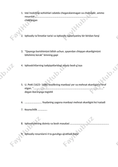 iqtisodiyotning asosiy muammolari — DOC