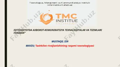 tashkilot rivojlanishining raqami texnologiyasi — PPTX