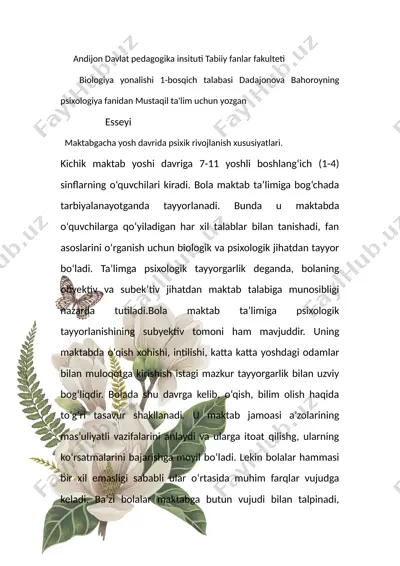 psixologiya fanidan essey — DOC