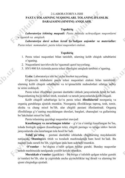 laboratoriya ishi: paxta tolasining nuqsonlari — DOC