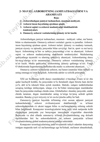 axborotning jamiyatdagi o‘rni va ahamiyati — DOC