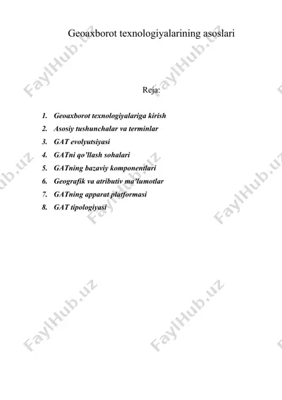 geoaxborot texnologiyalarining asoslari — DOC
