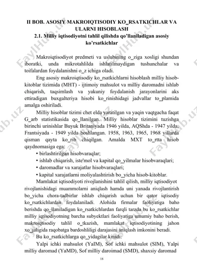 milliy hisob-kitoblar tizimi — DOC