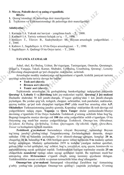 paleolit davri va uning o‘rganilishi — DOC
