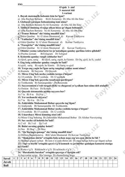 sinov test savollari — DOC