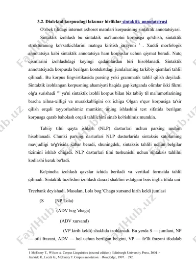 dialektal korpusdagi lakunar birliklar sintaktik annotatsiyasi — DOC
