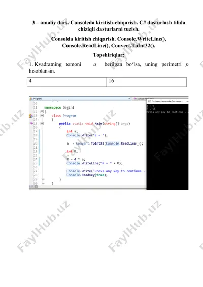 amaliy dars - consoleda kiritish-chiqarish — DOC
