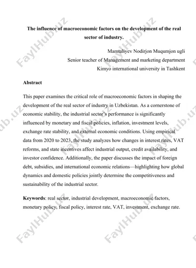 the influence of macroeconomic factors on the development of the real sector of industry — DOC