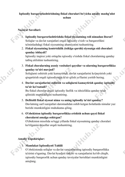 fiskal siyosat choralari — DOC