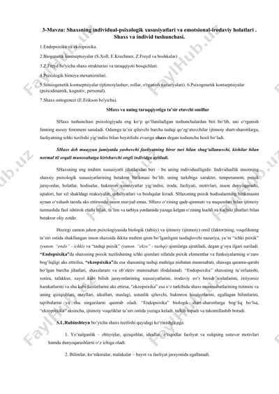 shaxsning individual-psixologik xususiyatlari va emotsional-irodaviy holatlari — DOC