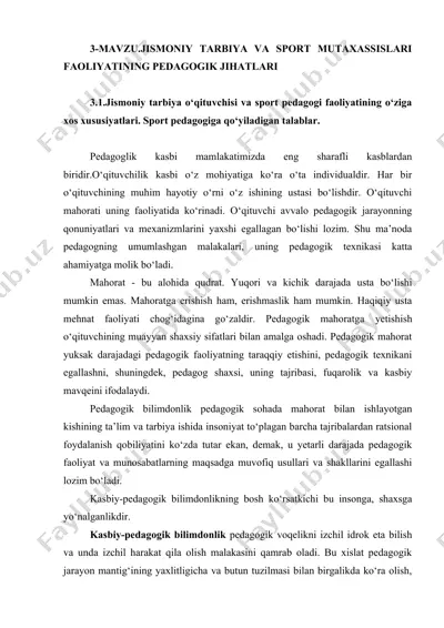 jismoniy tarbiya va sport mutaxassislarining faoliyatining pedagogik jihatlari — DOC
