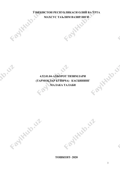 4.52.01.04-ахборот тизимлари (тармоқлар бўйича) касбининг малака талаби — DOC