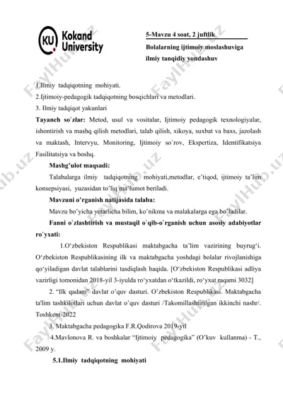bolalarning ijtimoiy moslashuviga ilmiy tanqidiy yondashuv — DOC