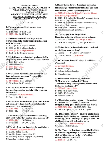 yakuniy nazorat test savollari — DOC