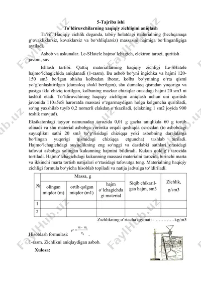 haqiqiy zichligini aniqlash — DOC