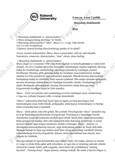 shaxsning shakllanishi — DOC