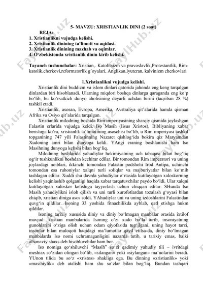 xristianlik dinining tarixi — DOC