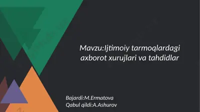 ijtimoiy tarmoqlardagi axborot xurujlari va tahdidlar — PPTX
