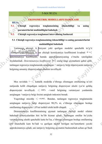 ekonometrik modellarni baholash — DOC