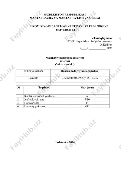 malakaviy pedagogik amaliyoti sillabusi — DOC