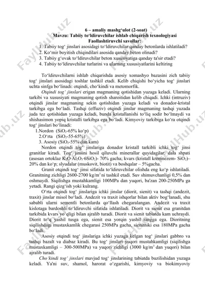 tabiiy to‘ldiruvchilar ishlab chiqarish texnologiyasi — DOC