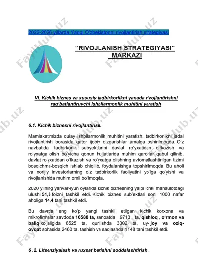 2022-2026 yillarda yangi o'zbekistonni rivojlantirish strategiyasi — DOC