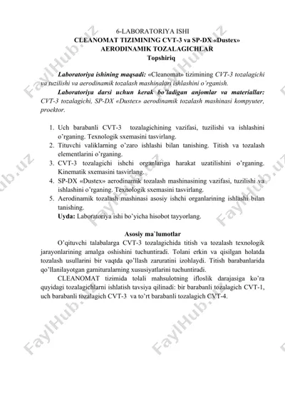 cvt-3 va sp-dx «dustex» aerodinamik tozalagichlar — DOC