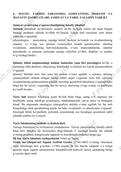 jamiyat va tarixning o‘zgaruvchanligining falsafiy jihatlari — DOC