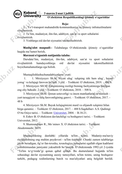 o‘zbekiston respublikasidagi ijtimoiy o‘zgarishlar — DOC