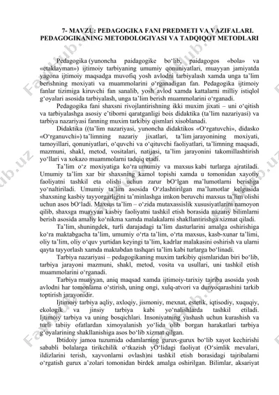 pedagogika fanining ilmiy tadqiqot metodlari — DOC