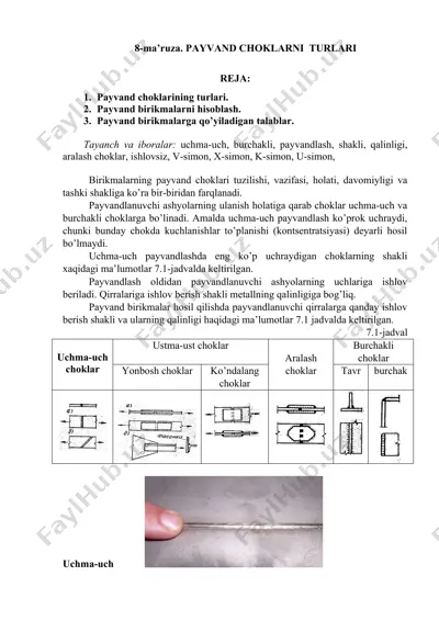 payvand choklarini turli turlari — DOC