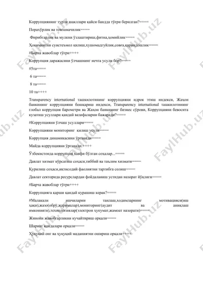 korruptsiya va uning turli shakllari — DOC