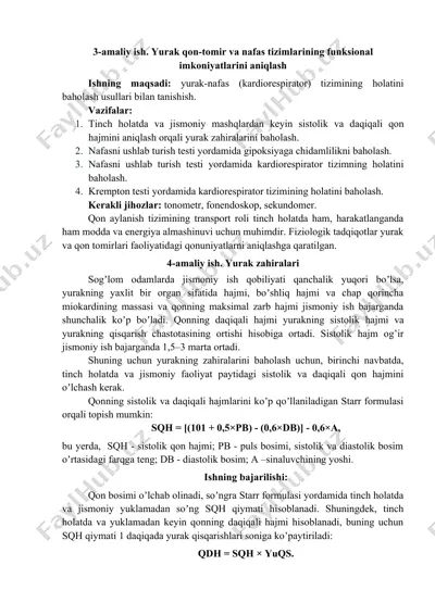 yurak-qon-tomir va nafas tizimlarini baholash — DOC