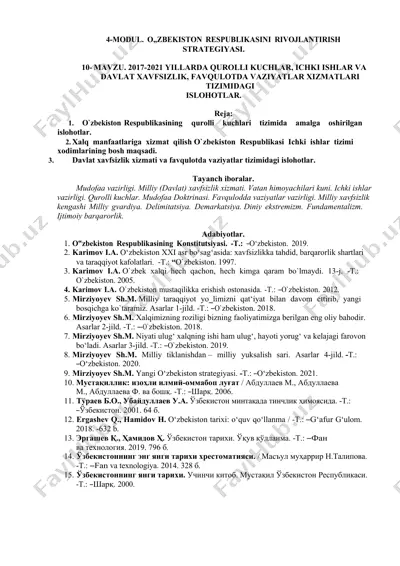 o'zbekiston respublikasini rivojlantirish strategiyasi — DOC